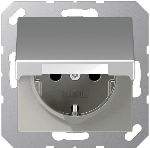 Розетка с заземлением без рамки Jung EcoProfi 1-м. крышка алюминий картинка